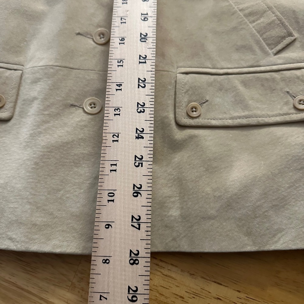 Orvis Womens M Tan Leather Jacket Button Front Blazer Coat Quilted Lining - Picture 7 of 9